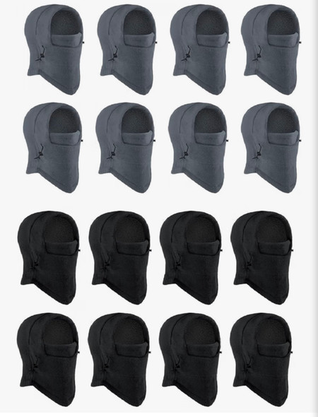 Black Polar Fleece Hat  Bulk 16 PACK |  Adjustable Balaclava | 3063
