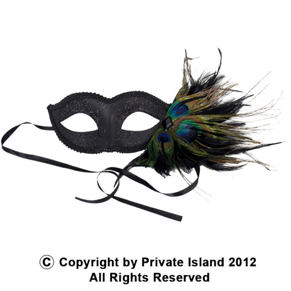 Masquerade Venetian Mask with Peacock Feathers 1846
