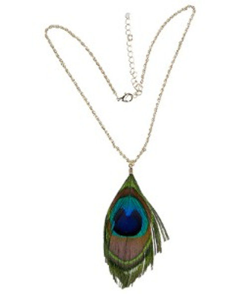  12 PACK Peacock Feather  Necklace 6534
