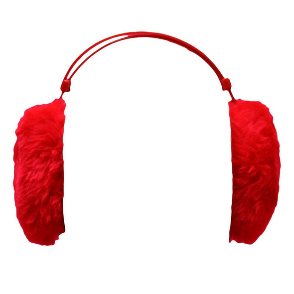 Red Furry Ear Warmers 6708