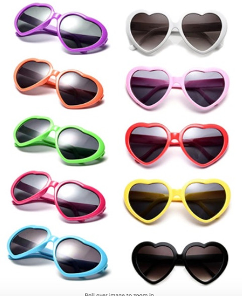 Heart Shape Sunglasses Bulk  Mix Colors 10 PACK 100% UV Superior Quality 1010