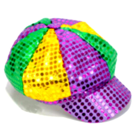 Mardi Gras Sequin Newsboy Cap Adult 1412