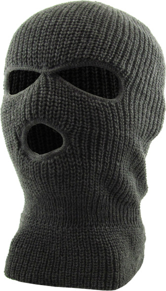 Three Hole Knit Ski Mask - Dark Grey 3058 12 PACK