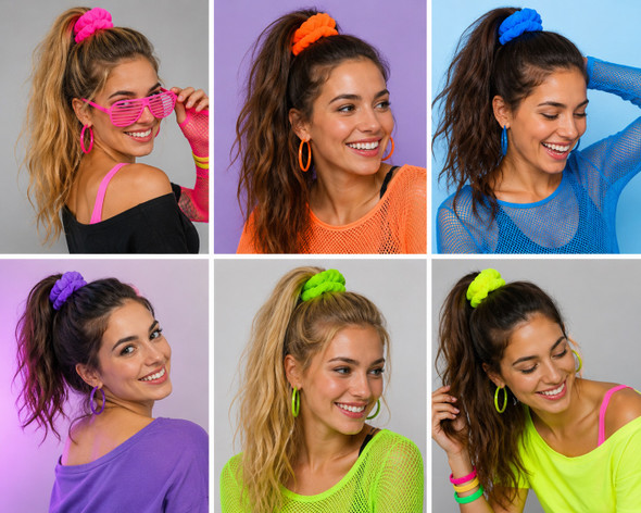 80's Scrunchies 12 Pack Mix Colors 6661