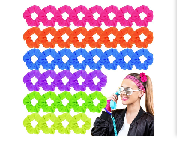 80's Scrunchies 12 Pack Mix Colors 6661