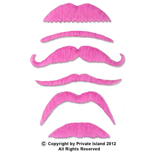 60 PACK Pink Party Bulk Fake Mustaches  9039