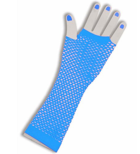 80's Long Fishnet Gloves - Turquoise 12 PACK  1244