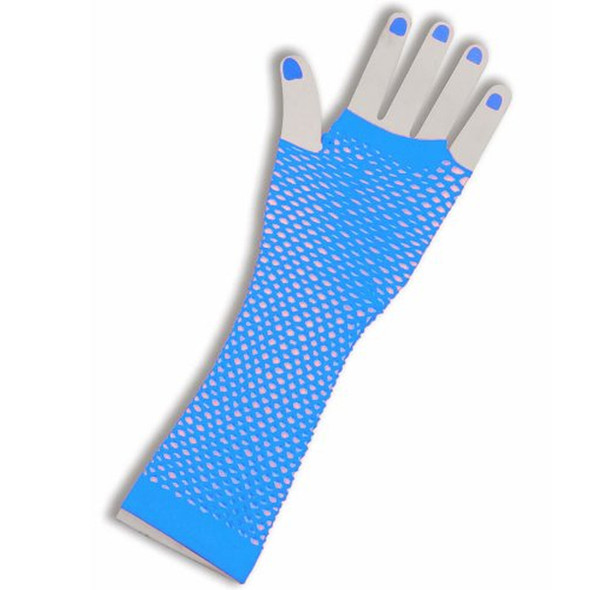 80's Long Fishnet Gloves - Turquoise 12 PACK 1244