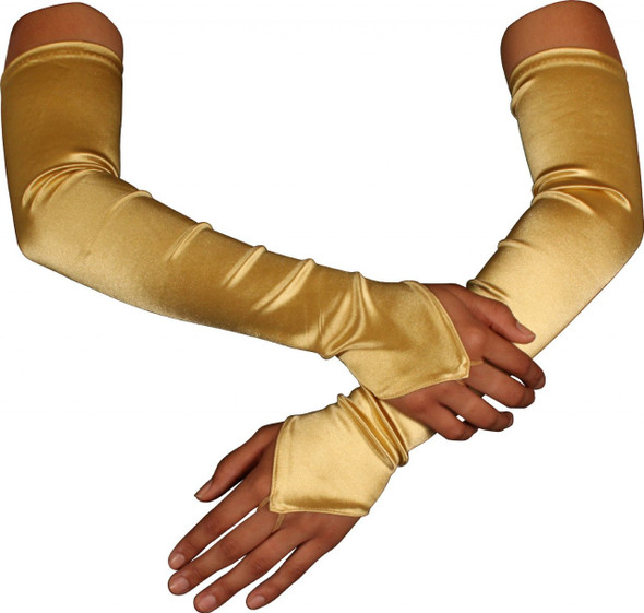 Gold Satin Gauntlet Fingerless Gloves 12 PACK 5086 Gold Satin Gauntlet Fingerless Gloves 12 PACK 5086