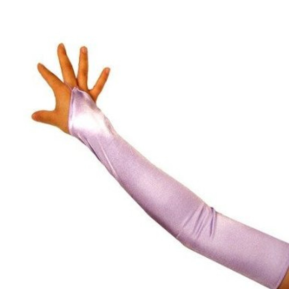 Lavender Satin Gauntlet Fingerless Gloves 18" 5088