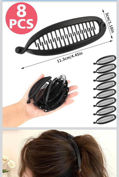 Bulk Banana Clips |  Black 12 PACK 6677