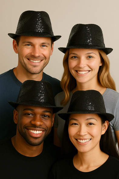 Black Bulk Fedora Hats | Bulk Black Gangster Hats | 5910