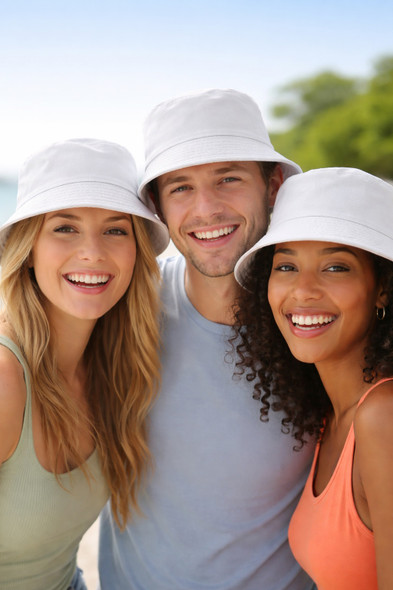 Fisherman Bucket Hat White Premium 8+ Colors  22.5" Adult 5821
