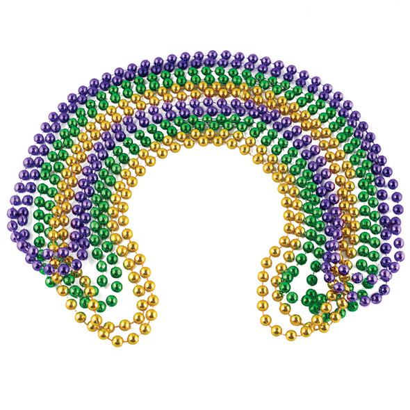 Mardi Gras Beads Bulk 12 PACK 7mm Mixed 6525