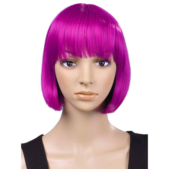 70's Neon Purple Bob Wig Costume Bob Wig 6076 