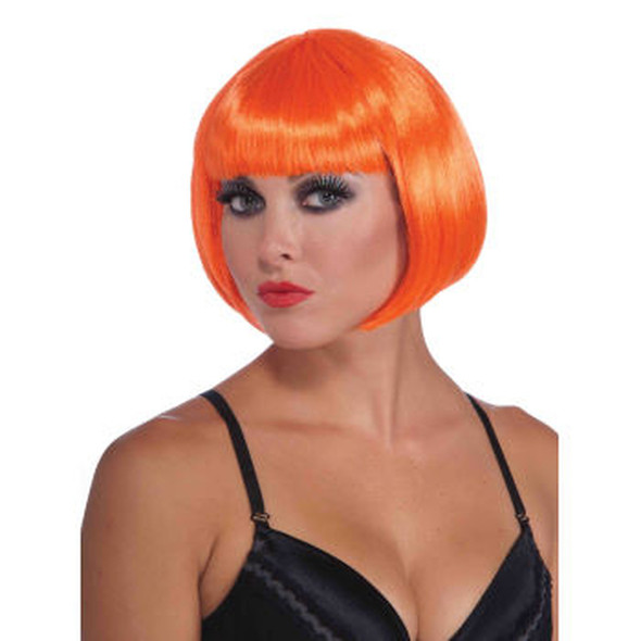 70's Neon Orange Bob Wig Short Wig Supermodel