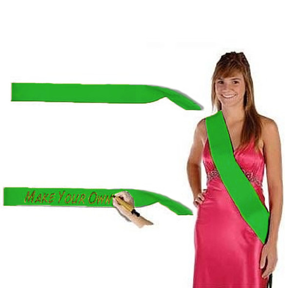 Custom Pageant Wedding Kelly Green Satin Sashes 60" 6856 (Fonts in Picture Gallery)