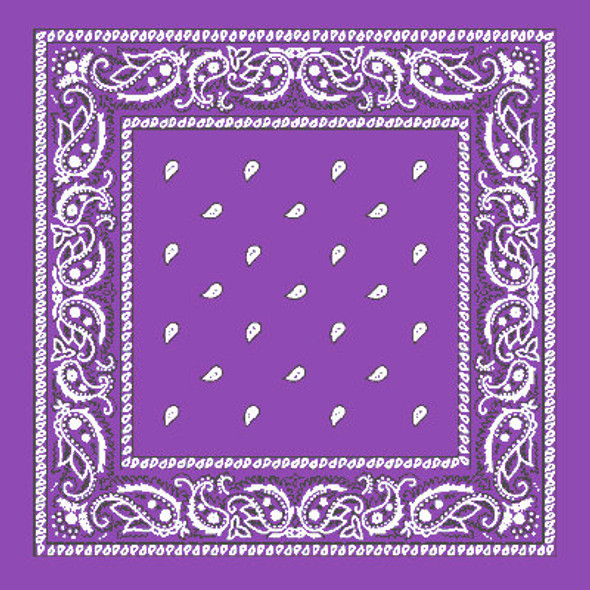 Purple Bandana 22" Square Standard 100% Cotton 12 PACK 1918D