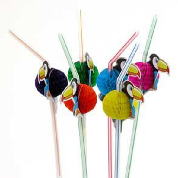 Luau Hawaiian Straws Toucan Parrot 3828
