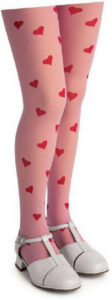 Pink Child Tights with Red Love Hearts 12 PACK 8006D Pink Child Tights with Red Love Hearts 12 PACK 8006D
