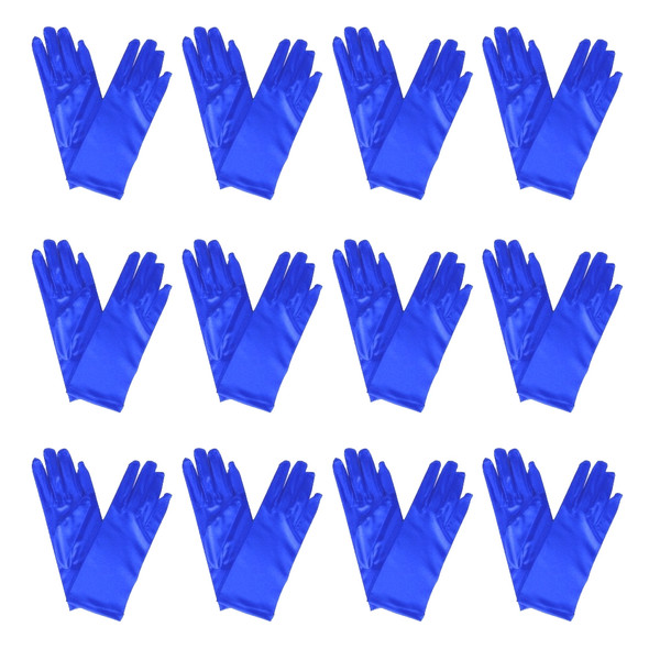 Short Royal Blue Dress Gloves Bulk Satin 12 PACK 9" 1208D