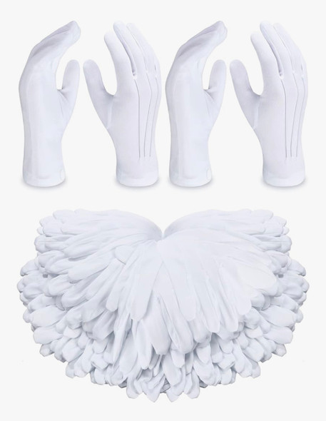 Parade Gloves White Stitched  w/ SNAPS Adult PAIR Standard 9” Men & Women 5020