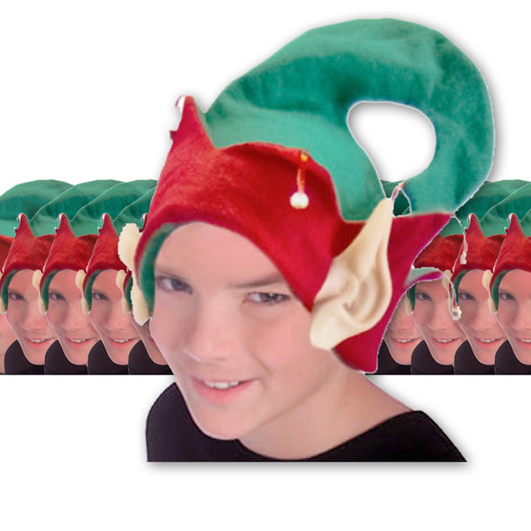 Bulk Elf Hats Child 12 PACK 1576D