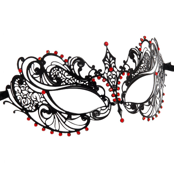 Metal Mardi Gras Mask Venetian Masquerade Black/Red 9233