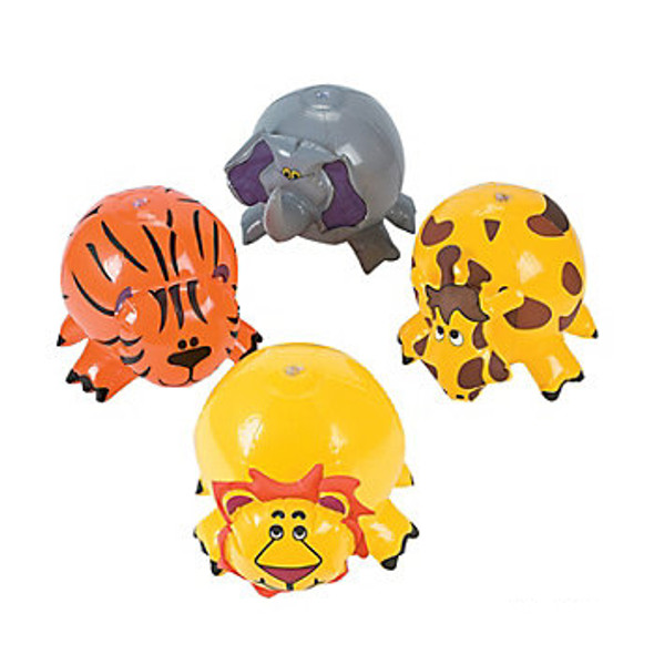Inflatable Beach Balls Zoo Animal Bulk 12 Pack