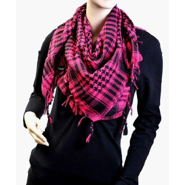 Black And Hot Pink Arab Shemagh Houndstooth Scarf  WS2075D