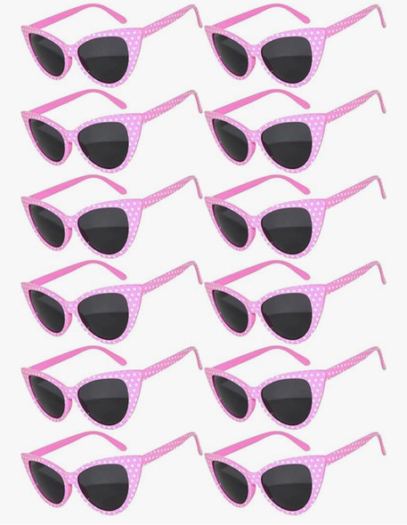 Pink Cateye Sunglasses Bulk Polka Dots Retro Cat Eye Polka Dot Adult Size Sunglasses 7083