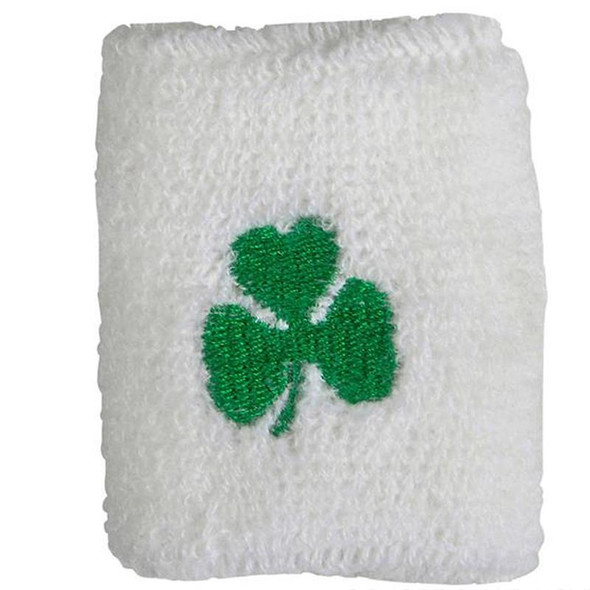 Wholesale Irish Wristbands |  12 PACK  White w/ Green Shamrock WS3078D