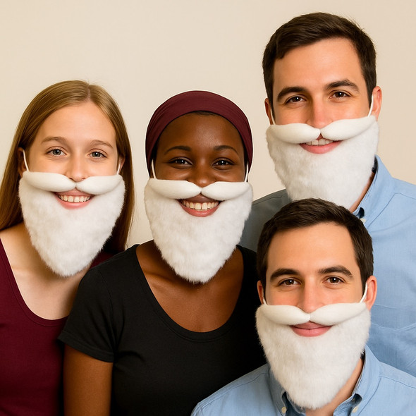 White Beard /Mustache White Deluxe SANTA 12 PACK  8" WS1623D