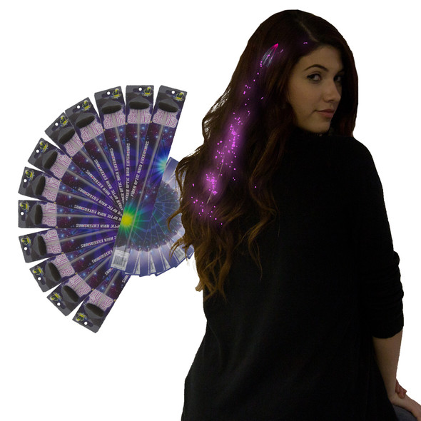 Pink Starlight Fiber Optic Hair Extensions 12PK WS6161D