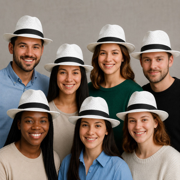 White Gangster Fedoras | Gangster White Hats Bulk | WS1316D Adult Size