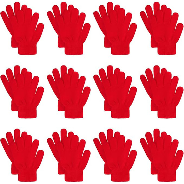 12 PACK PAIR Child Red Gloves WS5033D
