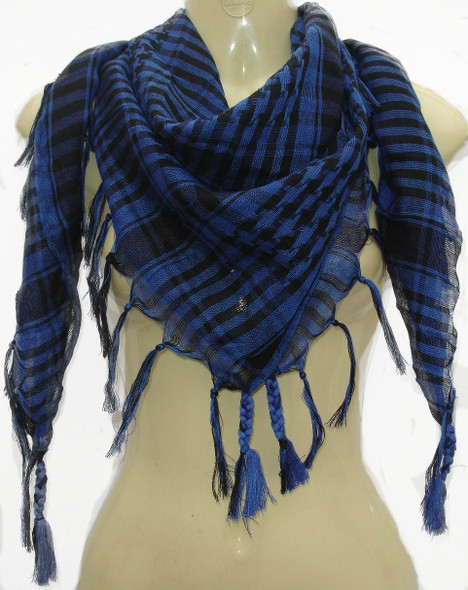 12 PACK Black/ Royal Blue Arab Shemagh Houndstooth Scarf WS2082D