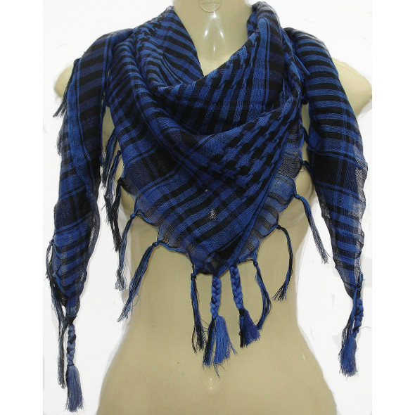 Black/ Royal Blue Arab Shemagh Houndstooth Scarf WS2082D