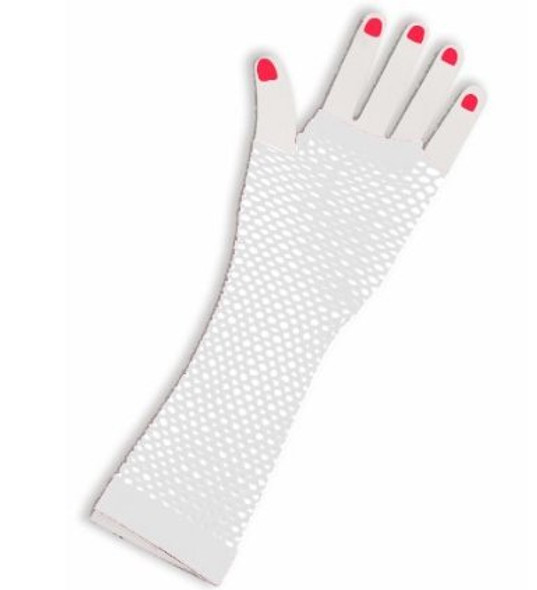 Fishnet Gloves Long White 12 PACK WS1242D