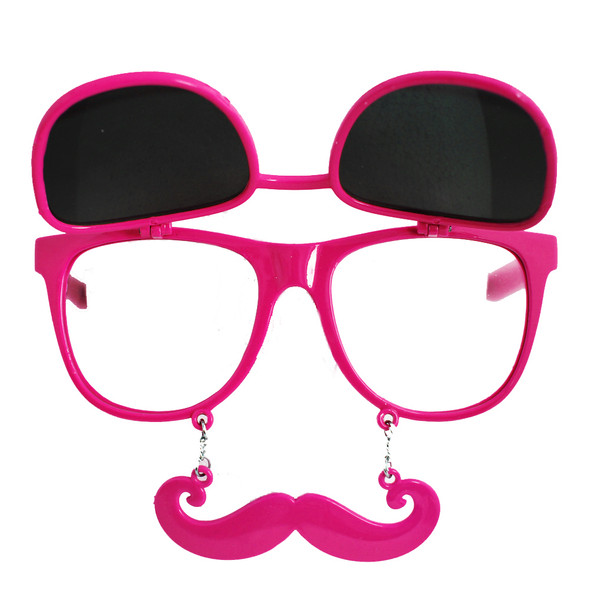 Flip Up Mustache Sunglasses Hot Pink 12PK WS7401