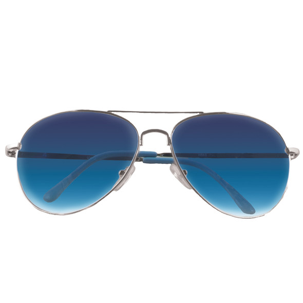 Aviator Silver Frame/Blue Lens Sunglasses 1103D