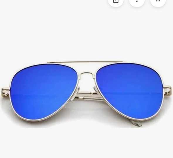 Aviator Silver Frame/Blue Lens Sunglasses 1103D