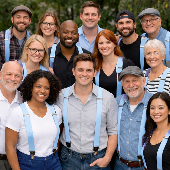 Light Blue Suspenders Bulk Wholesale Clip On Elastic 12 PACK 1285D