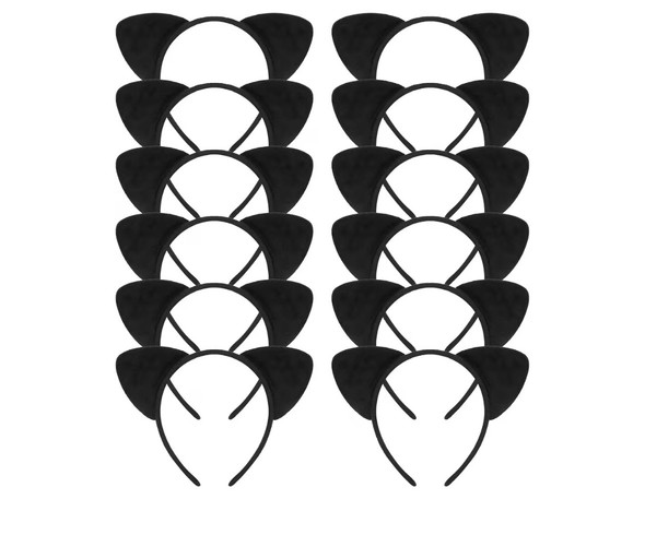 Black Cat Ears Headband 12 PACK 16770