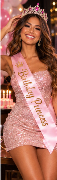Birthday Sash, Birthday Girl Sash, for Birthday Parties and Bdays Satin Quality 60" (Fonts in Picture Gallery)