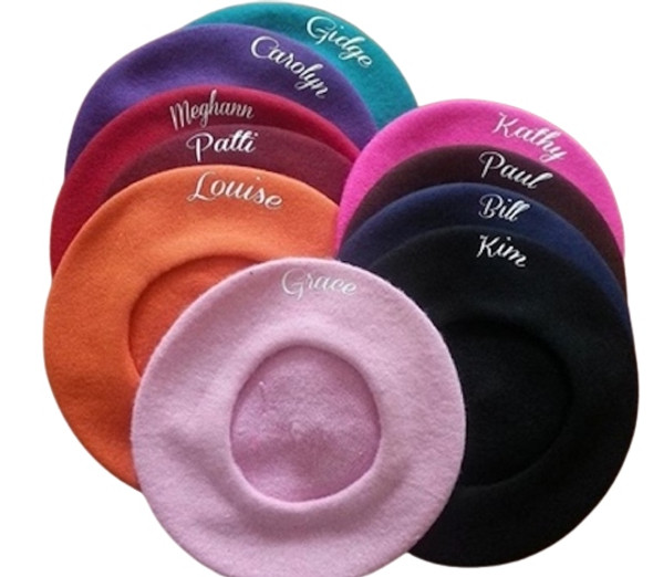 Personalized Beret, Customized / Monogrammed Beret, 100% Wool, 15031 Personalized Beret, Customized / Monogrammed Beret, 100% Wool, 15031
