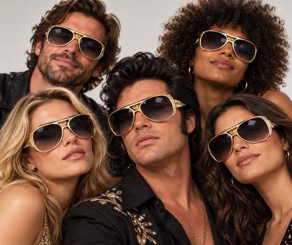 Gold Elvis Style Sunglasses  1131E