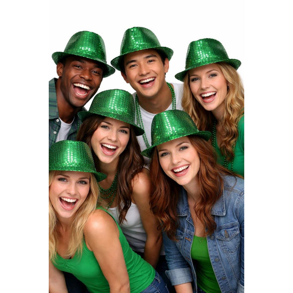 Bulk Green Hats | Bulk Green Fedoras | St Patricks 18003  Adult Size 12 PACK