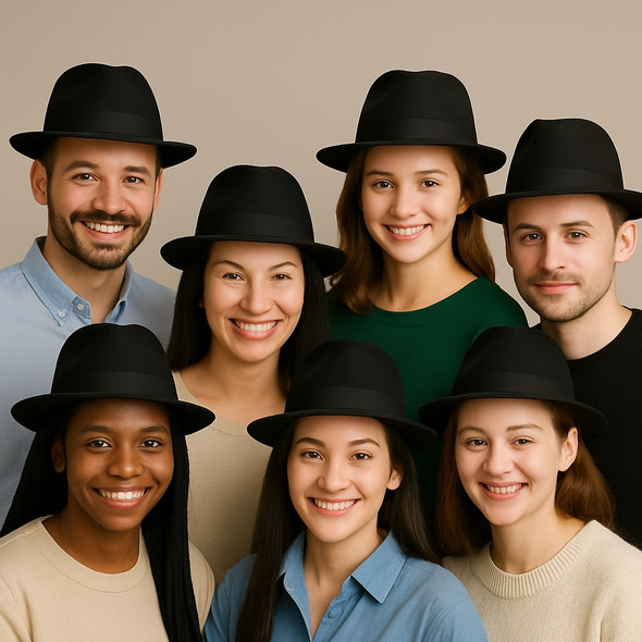  Mens Long Brim Hats | Black Brim Fedoras | Trilby Hat | 13101D 
