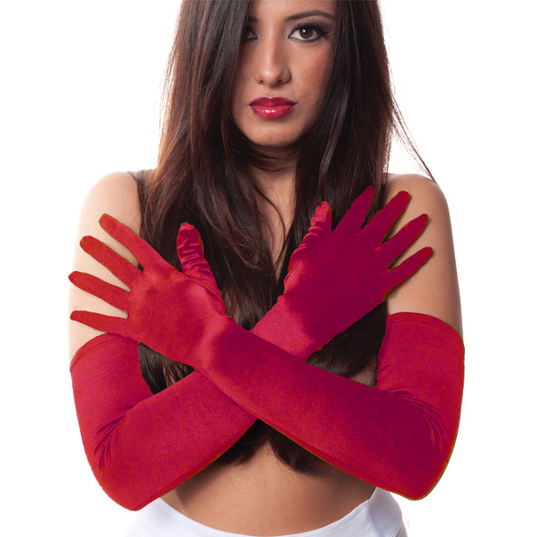 Bulk Red Gloves | 12 PACK | Opera Gloves Satin 23"  1212DZ